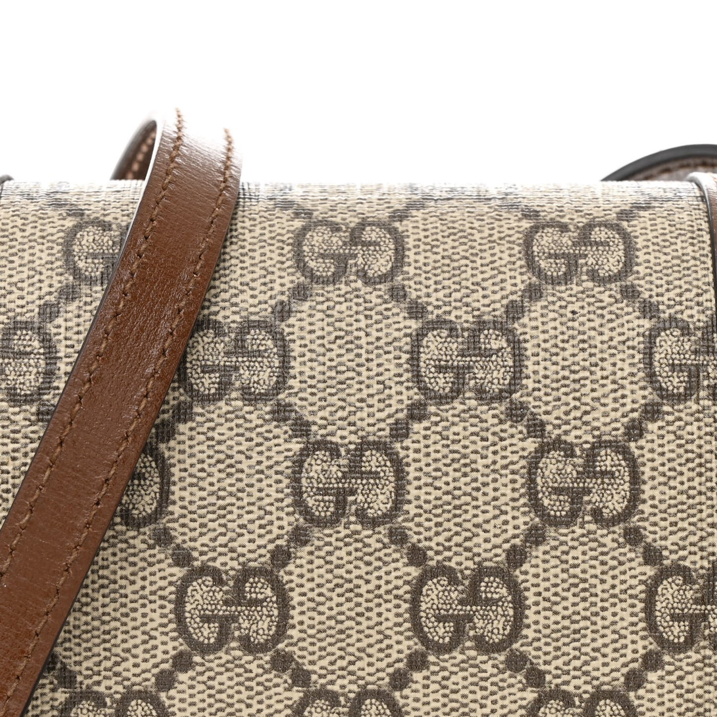 GG Supreme Monogram Mini Horsebit 1955 Crossbody Bag Beige Brown Sugar