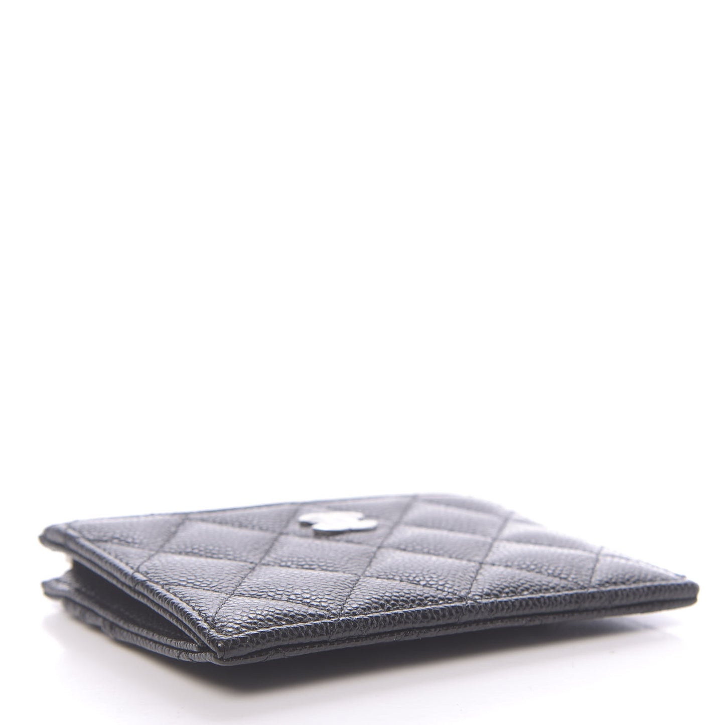 Caviar Quilted CC Zip Card Holder Black