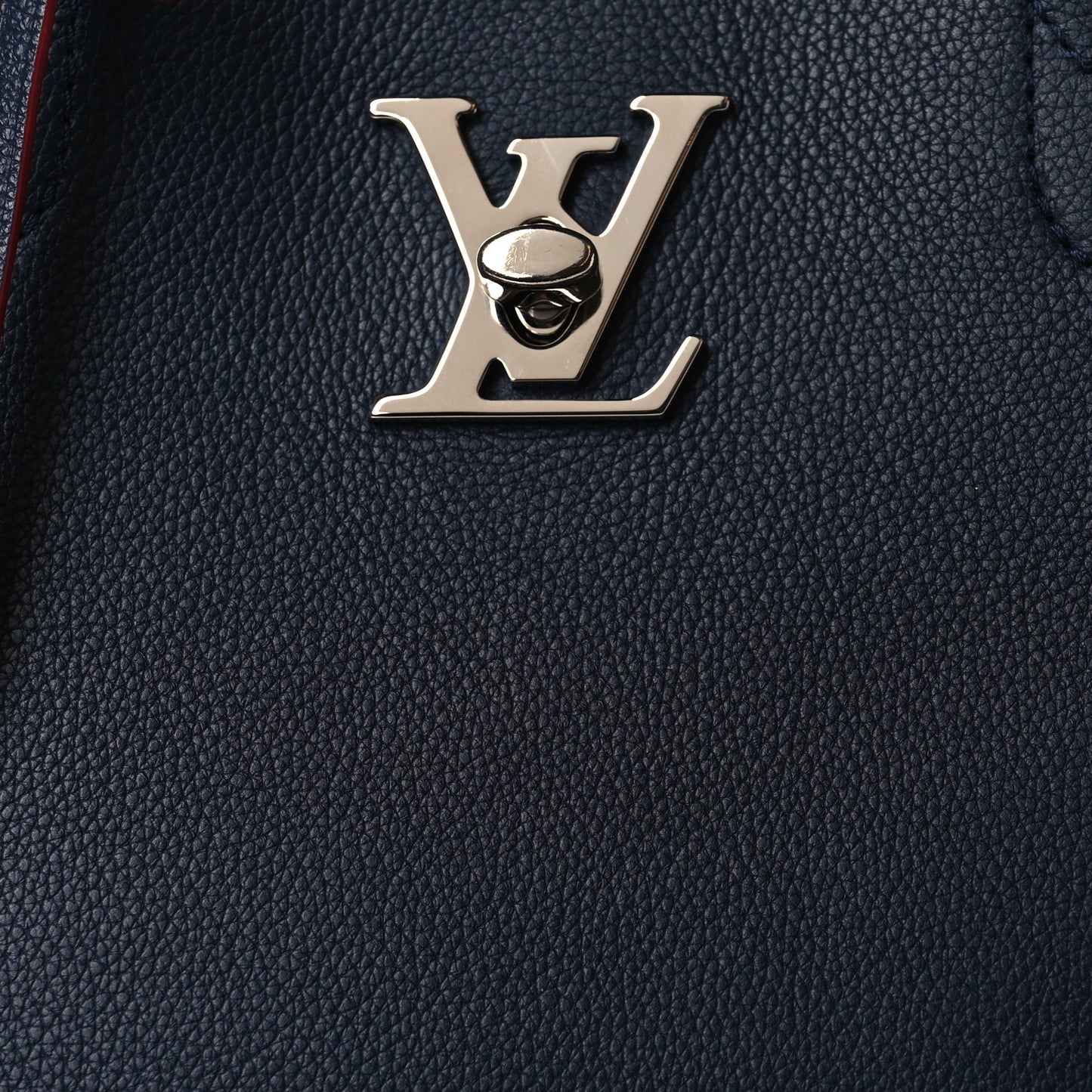 Calfskin Braided Lockme Cabas Marine Rouge