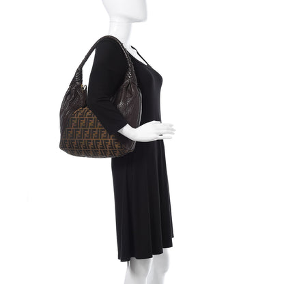 Fendi Zucca Nappa Nuvolata Vitello Tortuga Large Spy Hobo Tobacco Moro 2 of 11