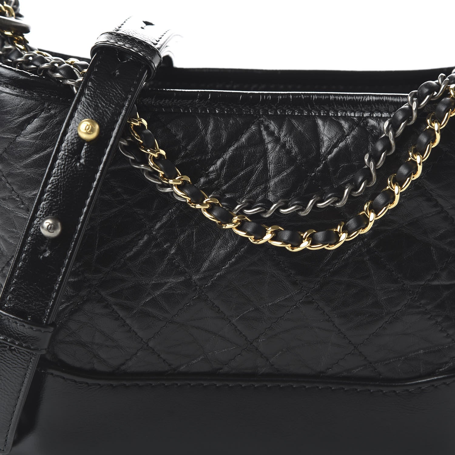 Chanel Aged Calfskin Quilted Small Gabrielle Hobo Black 10 of 10