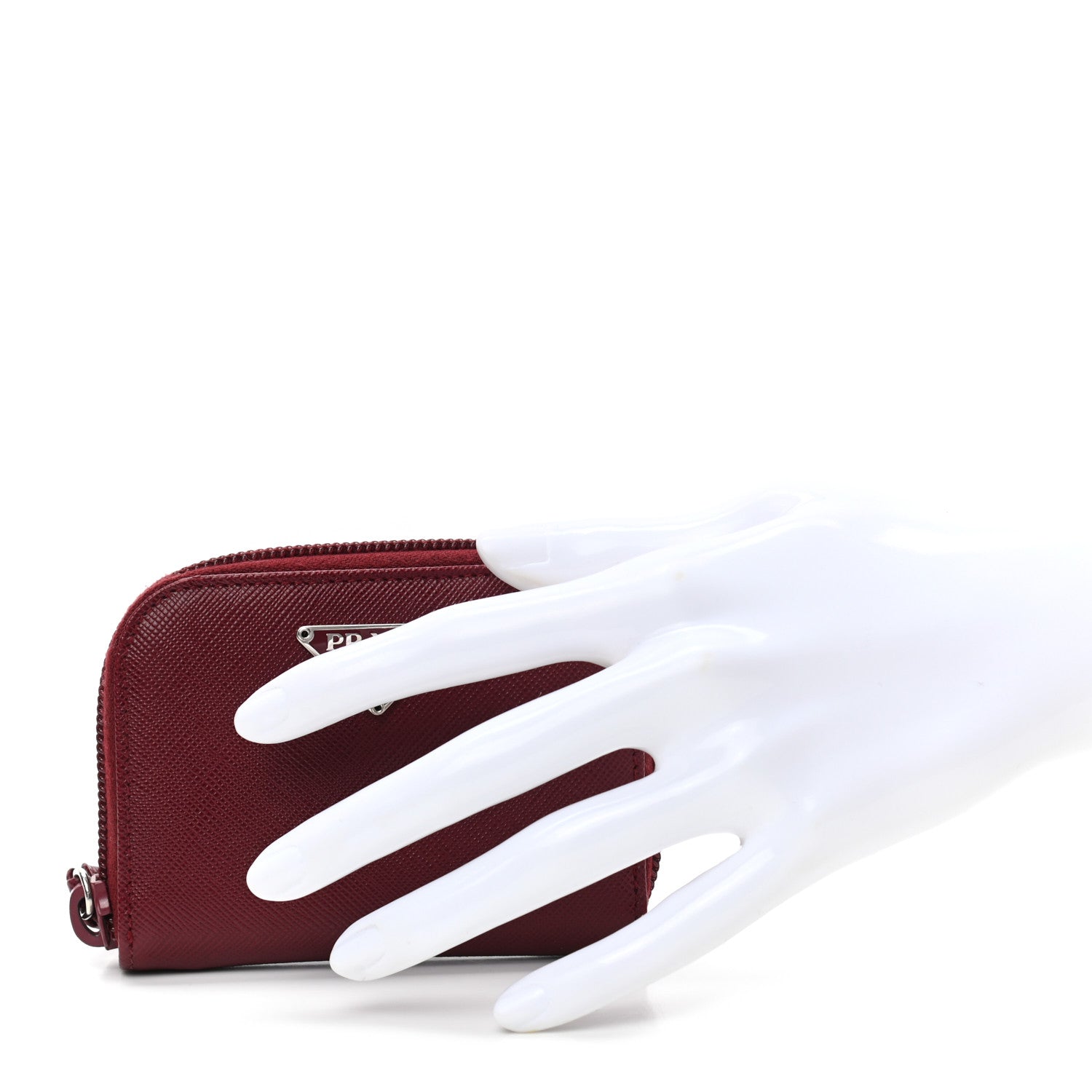 Prada Saffiano Zip Coin Purse Cerise 2 of 8