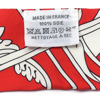 Hermes Silk Washington S Carriage Detail Twilly Rouge White Black 4 of 4