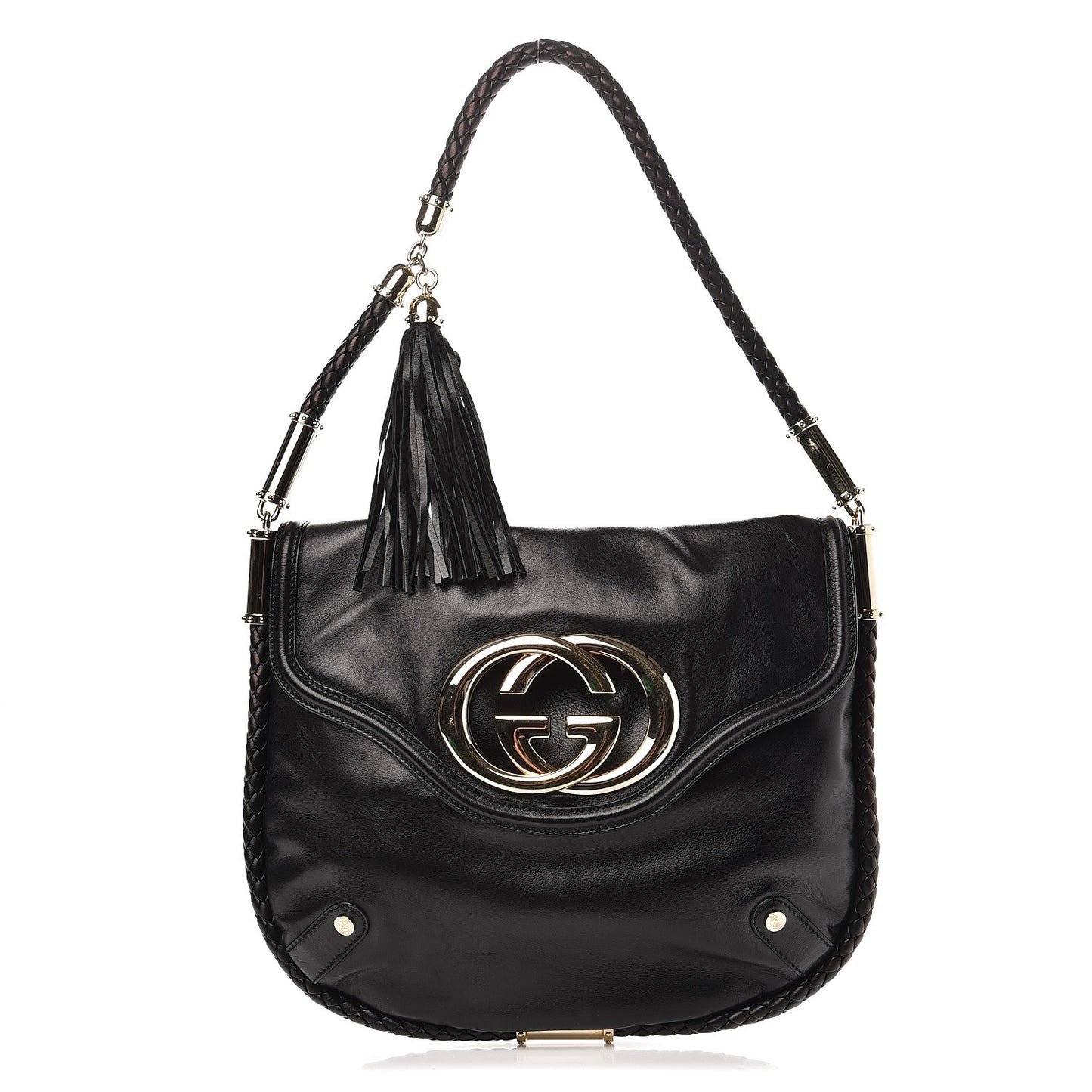 Calfskin Medium Britt Tassel Shoulder Bag Black
