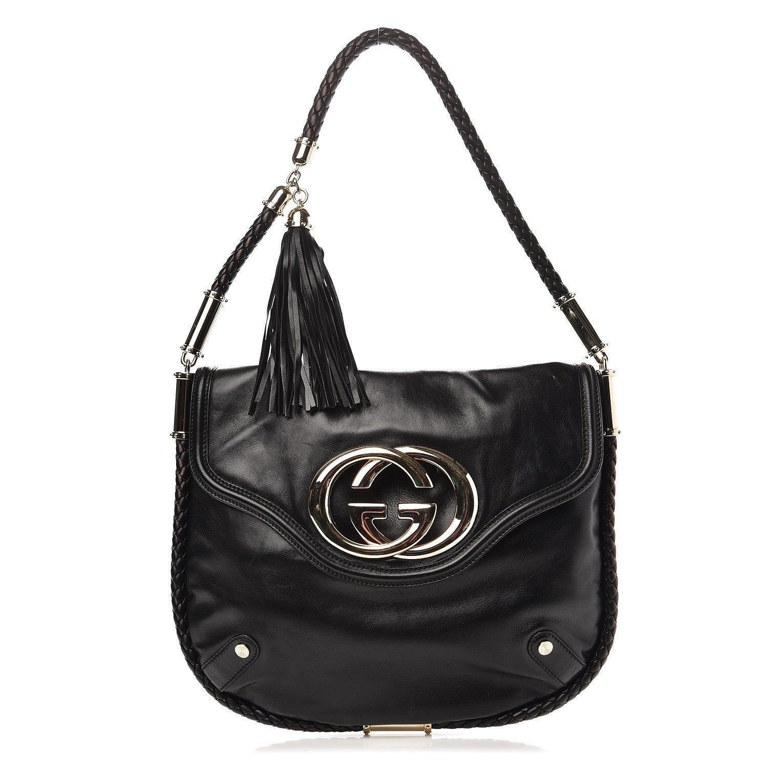 Gucci Calfskin Medium Britt Tassel Shoulder Bag Black 1 of 9