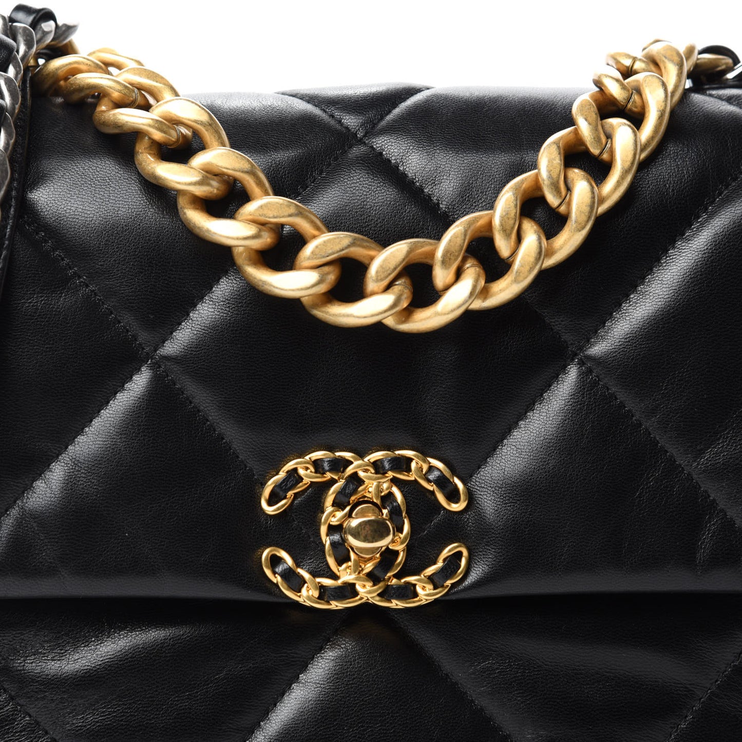 Goatskin Quilted Large Chanel 19 Flap Black