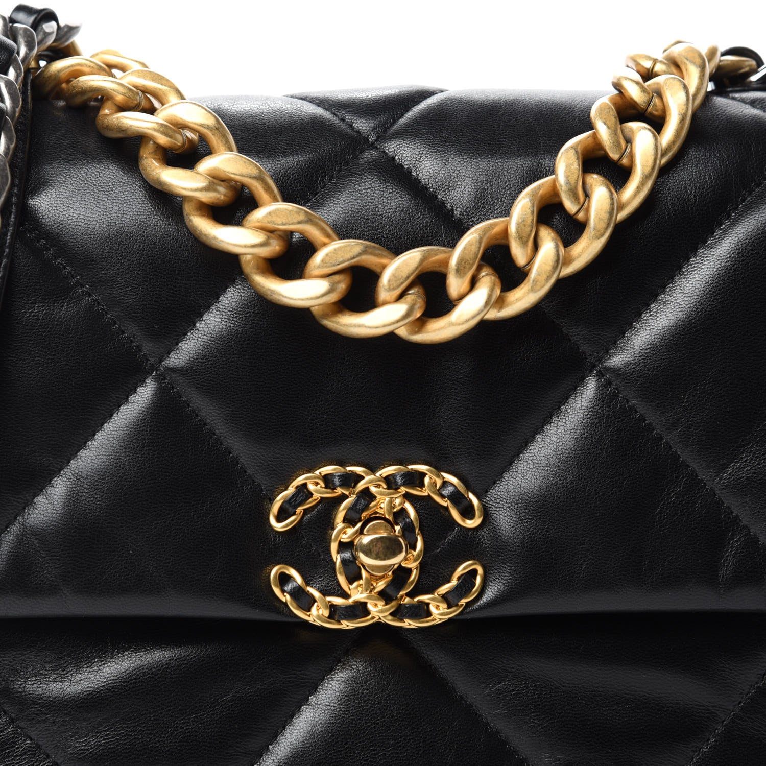 Chanel Goatskin Quilted Large Chanel 19 Flap Black 10 of 11