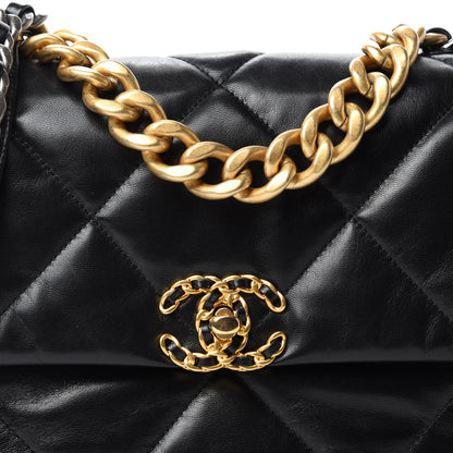 Chanel Goatskin Quilted Large Chanel 19 Flap Black 10 of 11