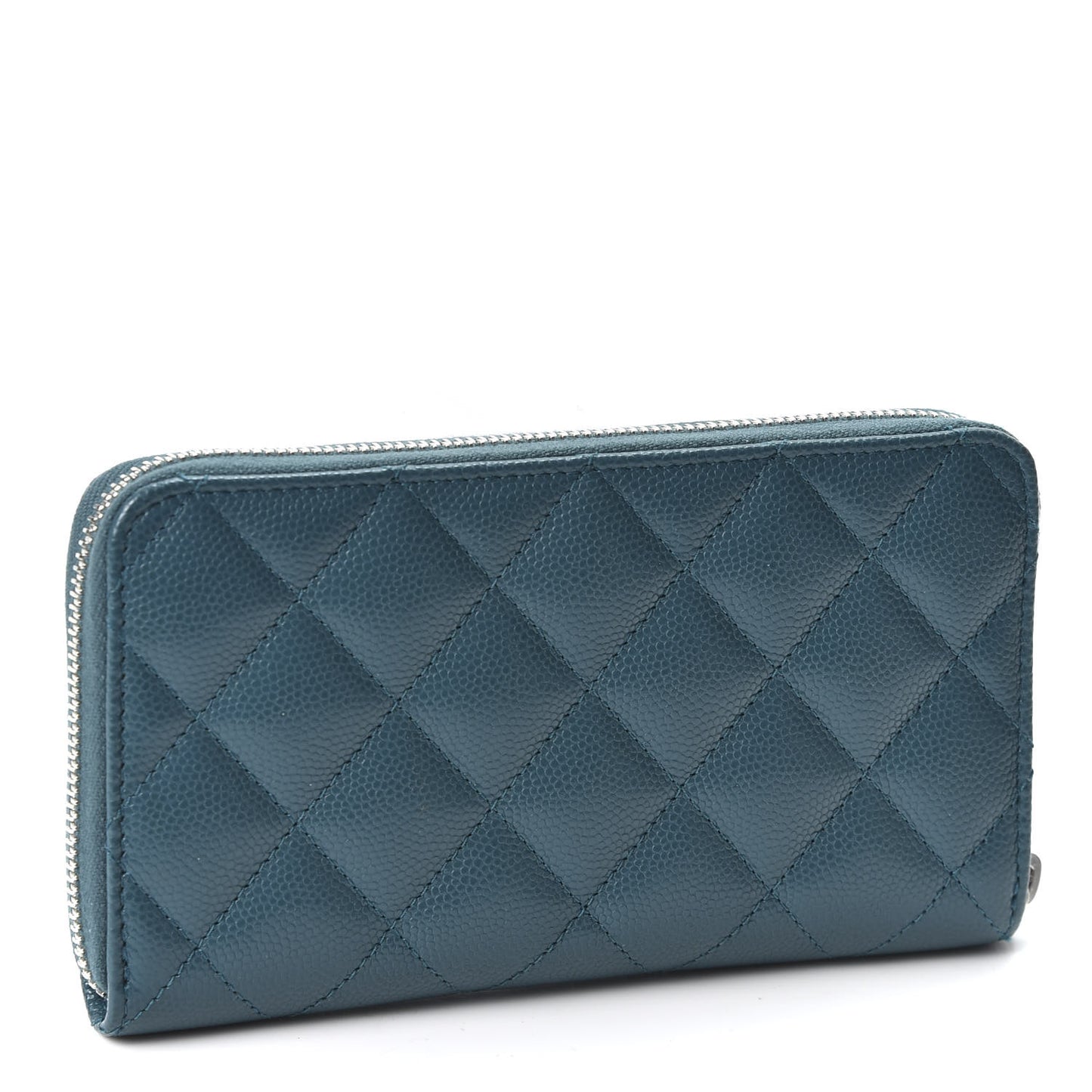 Caviar Quilted Medium Zip Around Wallet Dark Turquoise