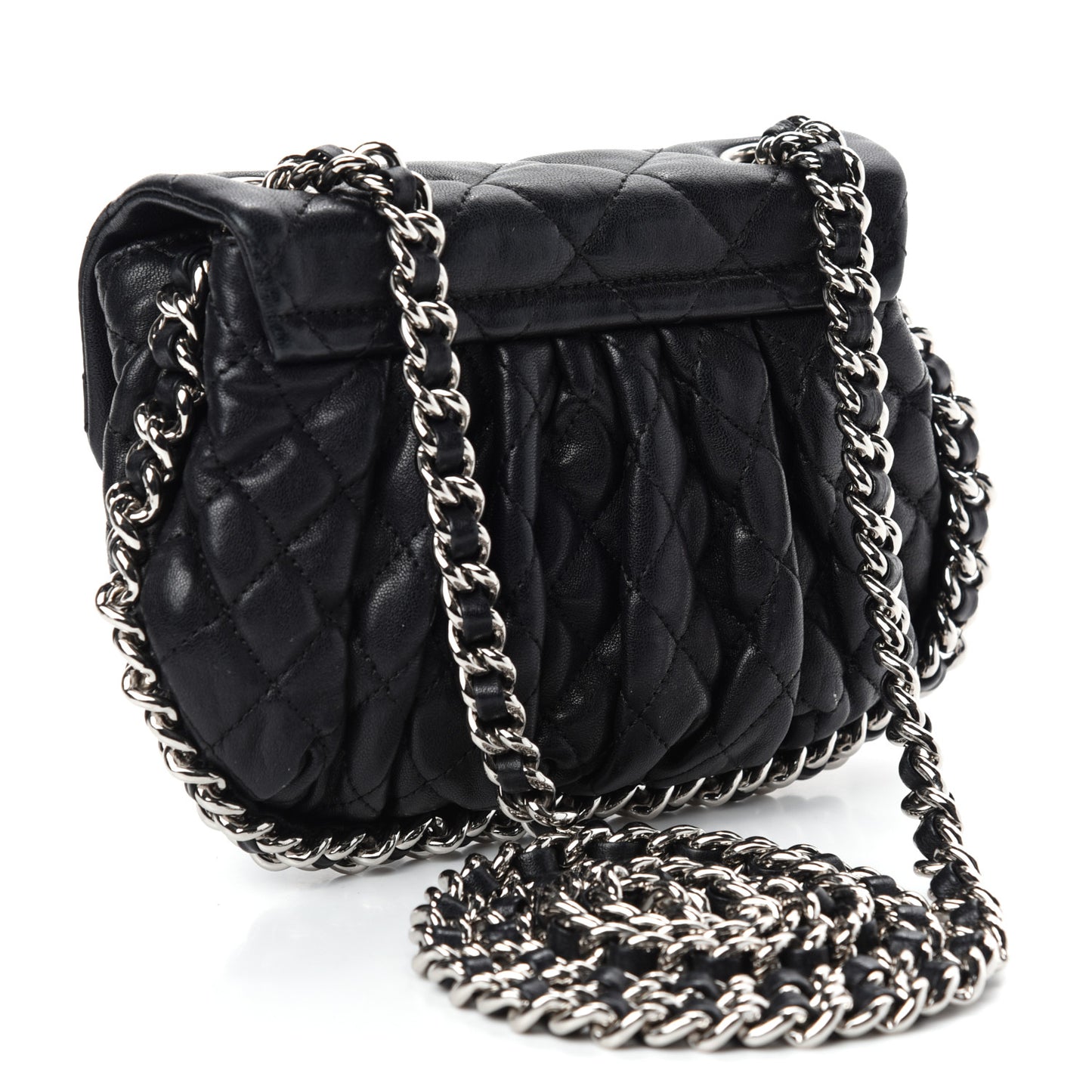 Washed Lambskin Mini Chain Around Messenger Black