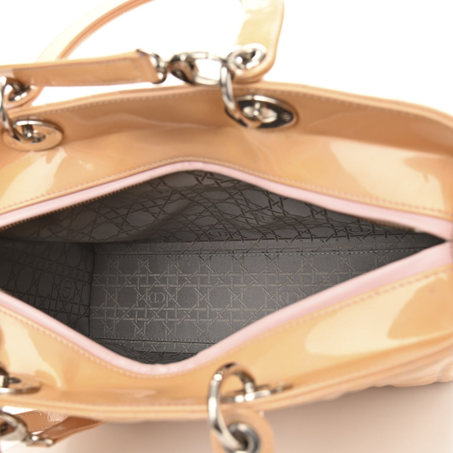 Patent Cannage Large Lady Dior Dark Beige