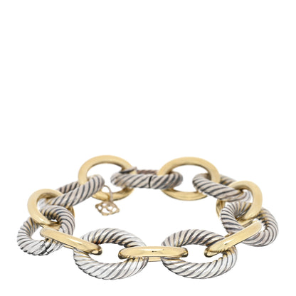 David Yurman Sterling Silver 18K Yellow Gold 18mm Extra Large Oval Link Bracelet 1 of 3