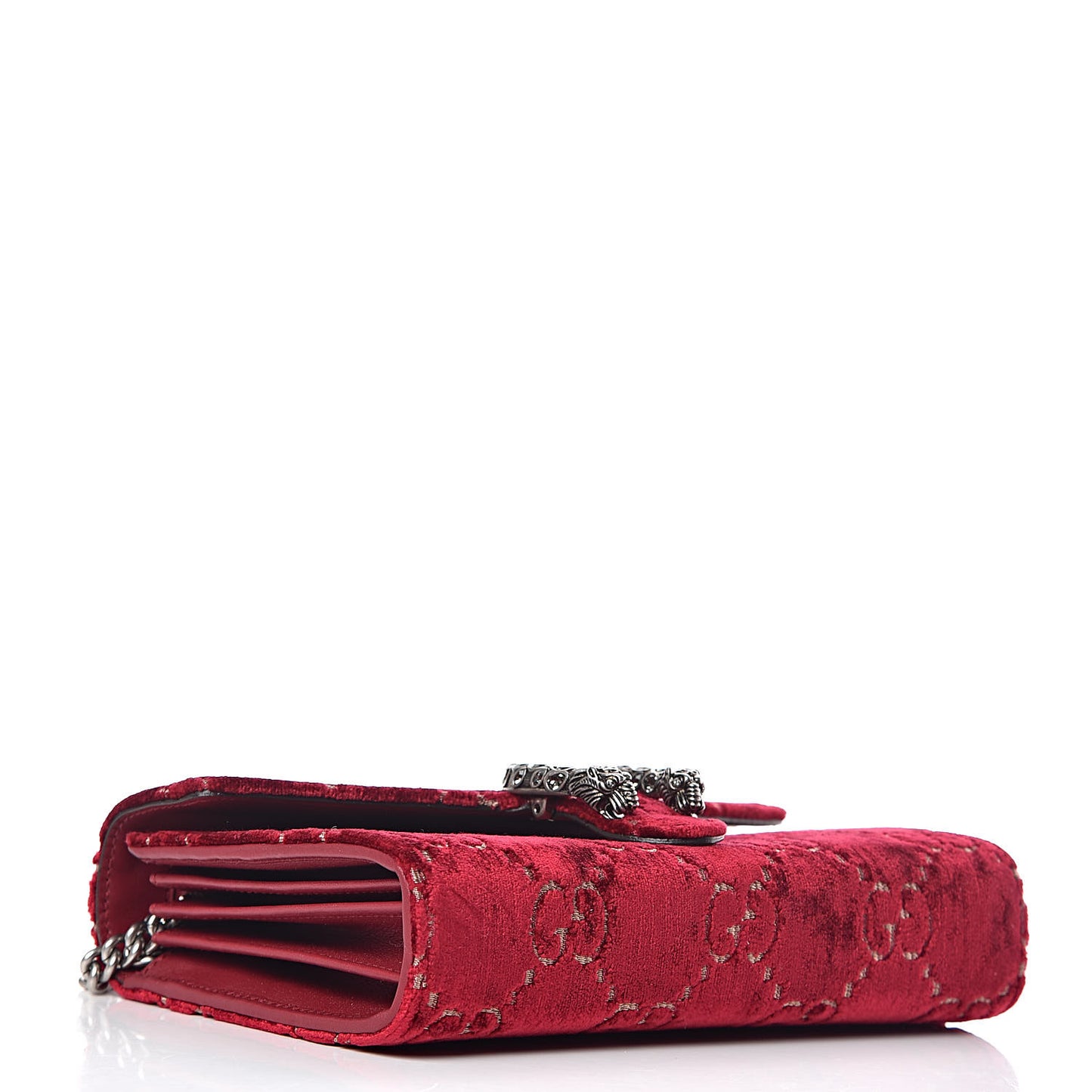 Velvet GG Monogram Mini Dionysus Chain Wallet Red Cipria