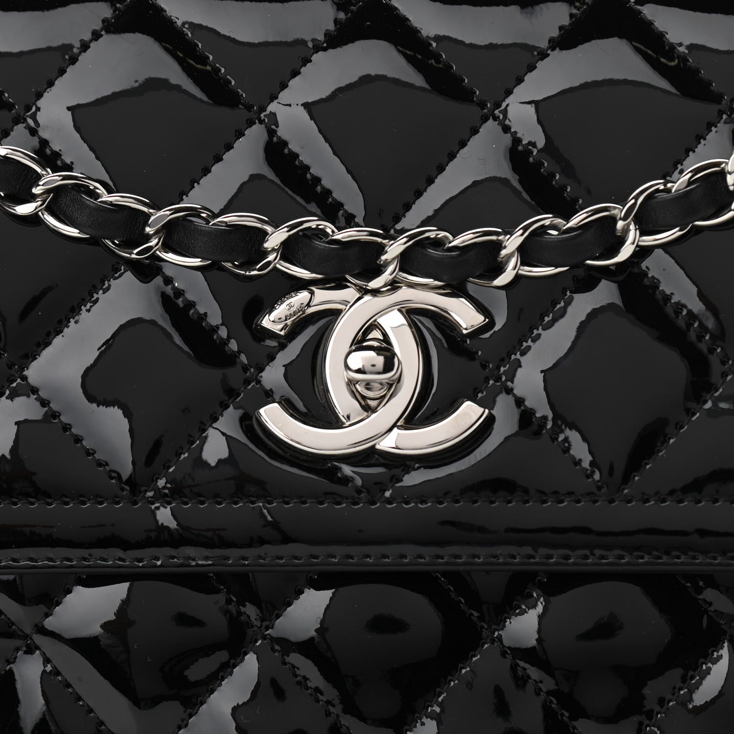 Chanel Patent Quilted Large Coco Shine Accordion Flap Black 7 of 10