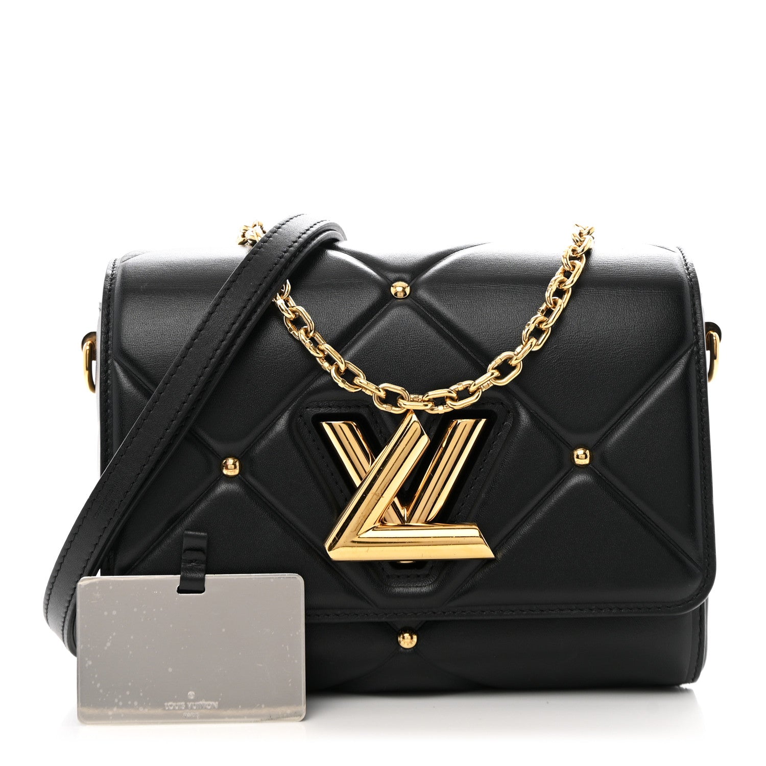 Louis Vuitton Lambskin Quilted Twist MM Black 3 of 10