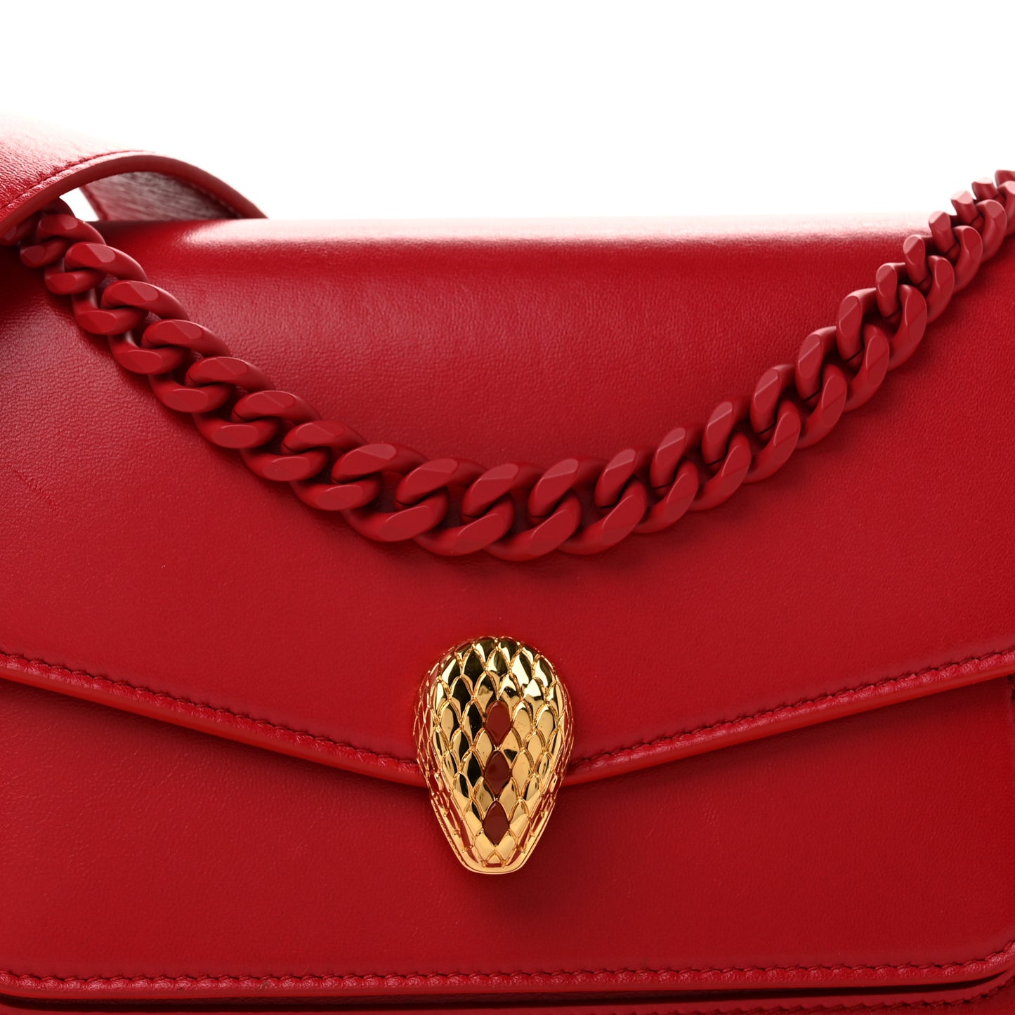 Nappa Monochrome Serpenti Forever Large Maxi Chain Crossbody Bag Red