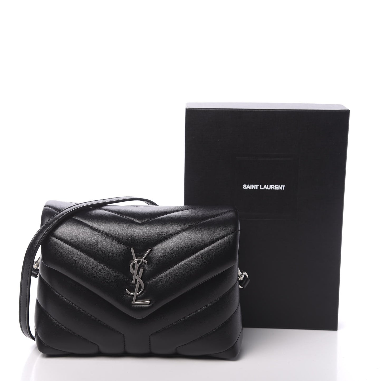 Calfskin Y Quilted Monogram Toy Loulou Crossbody Bag Black