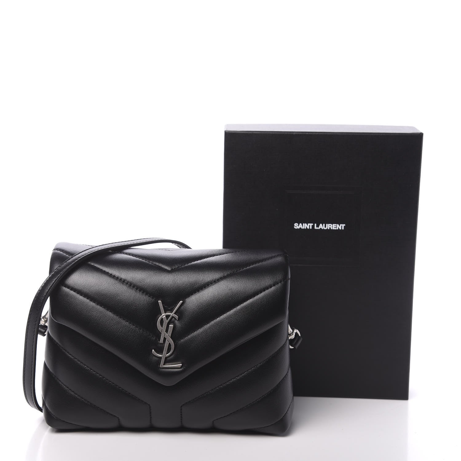 Saint Laurent Calfskin Y Quilted Monogram Toy Loulou Crossbody Bag Black 10 of 10