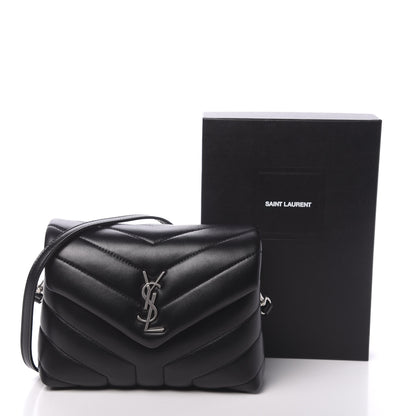 Saint Laurent Calfskin Y Quilted Monogram Toy Loulou Crossbody Bag Black 10 of 10