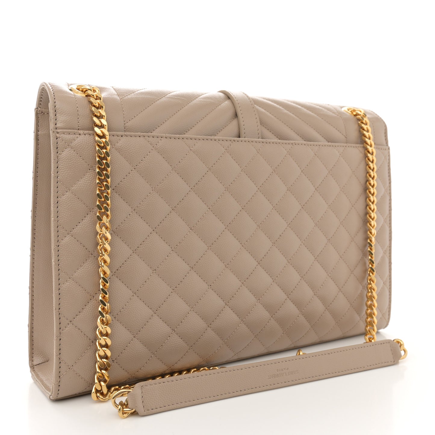 Grain De Poudre Mixed Matelasse Large Triquilt Monogram Satchel Dark Beige