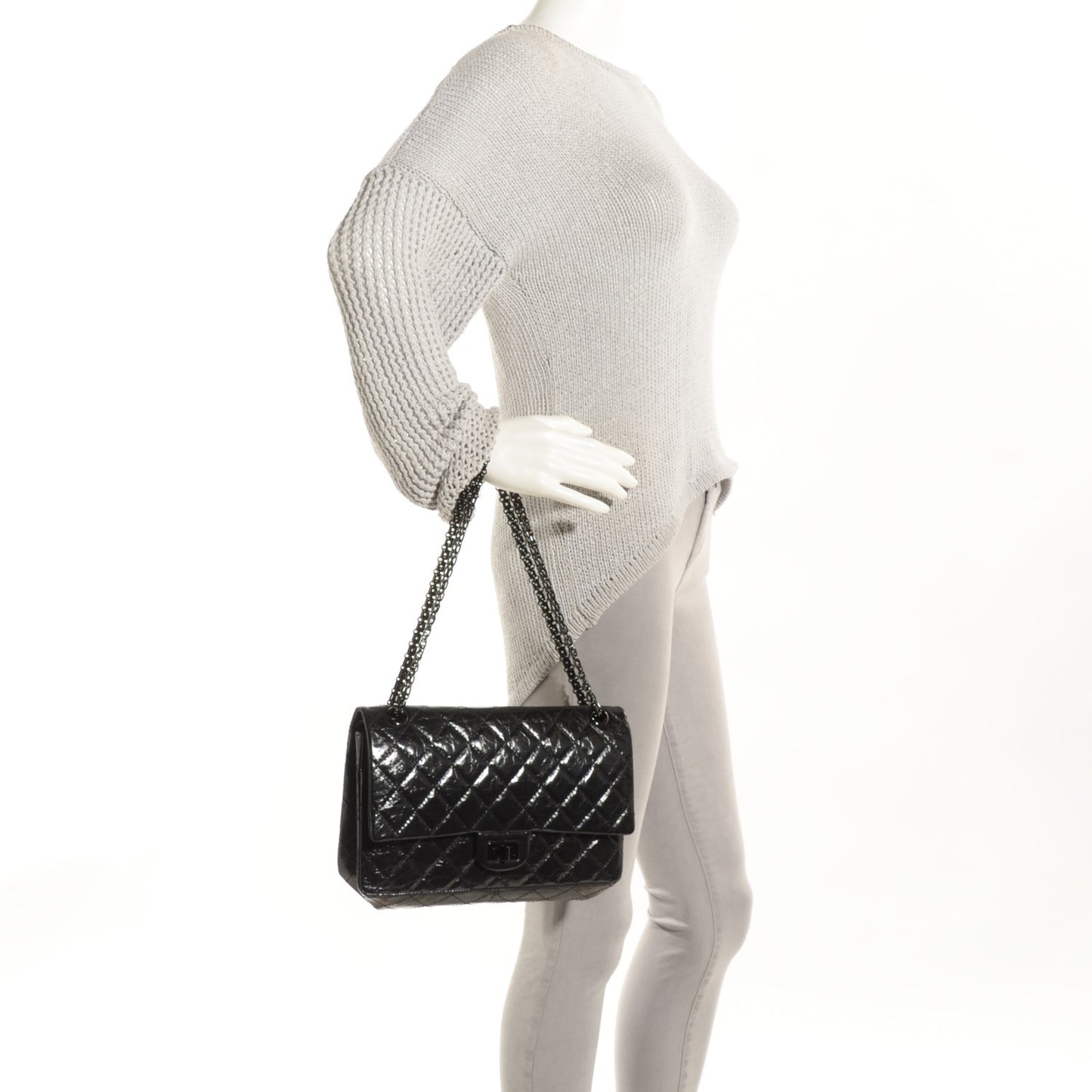 Glazed Calfskin Quilted 2.55 Reissue 226 Flap Black