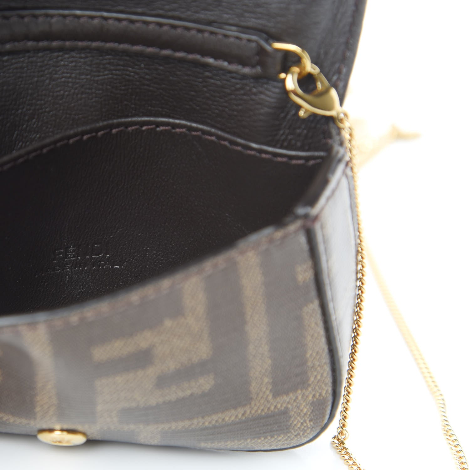 Fendi Glazed Fabric FF 1974 Nano Baguette Charm Mogano Panna 8 of 8