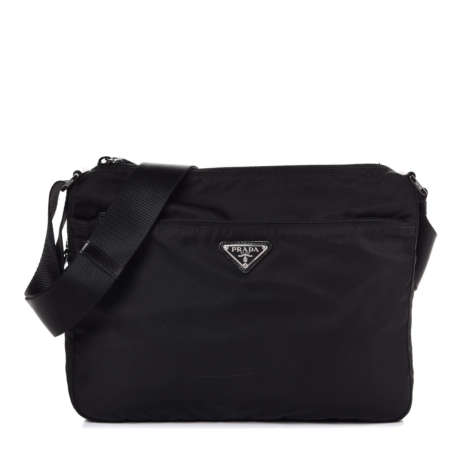 Prada Tessuto Nylon Flat Messenger Bag Black 1 of 8