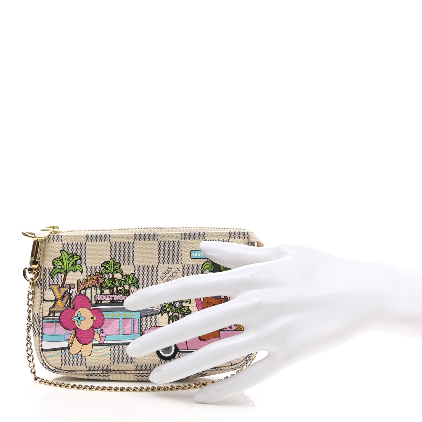 Damier Azur 2021 Christmas Animation Hollywood Mini Pochette Accessories Fuchsia