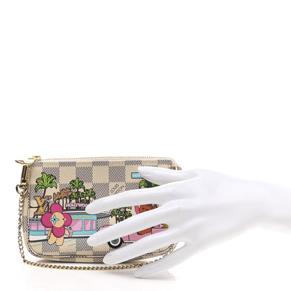 Louis Vuitton Damier Azur 2021 Christmas Animation Hollywood Mini Pochette Accessories Fuchsia 2 of 8
