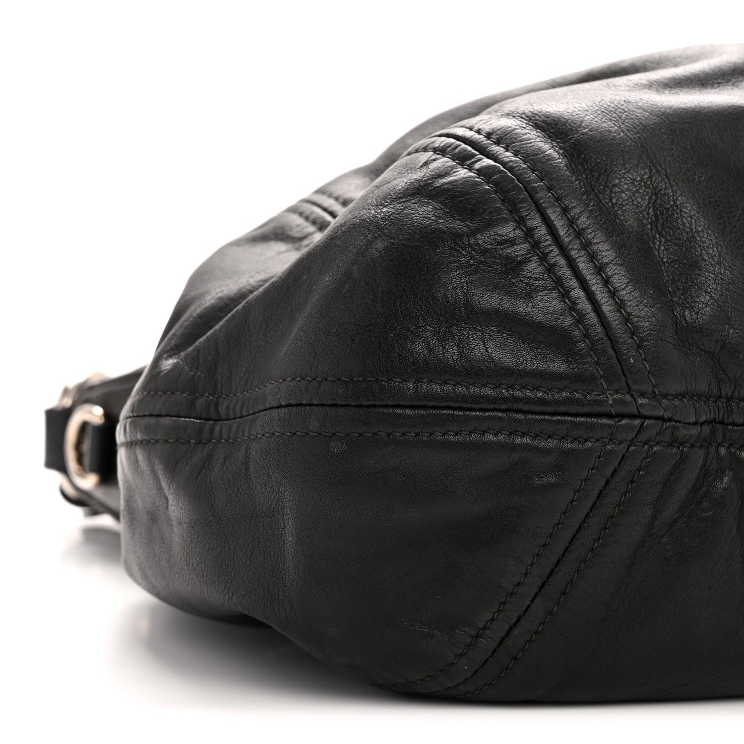 Prada Soft Calf Pleated Hobo Black 10 of 15