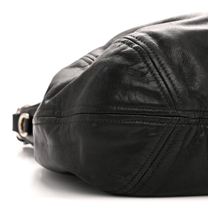 Prada Soft Calf Pleated Hobo Black 10 of 15