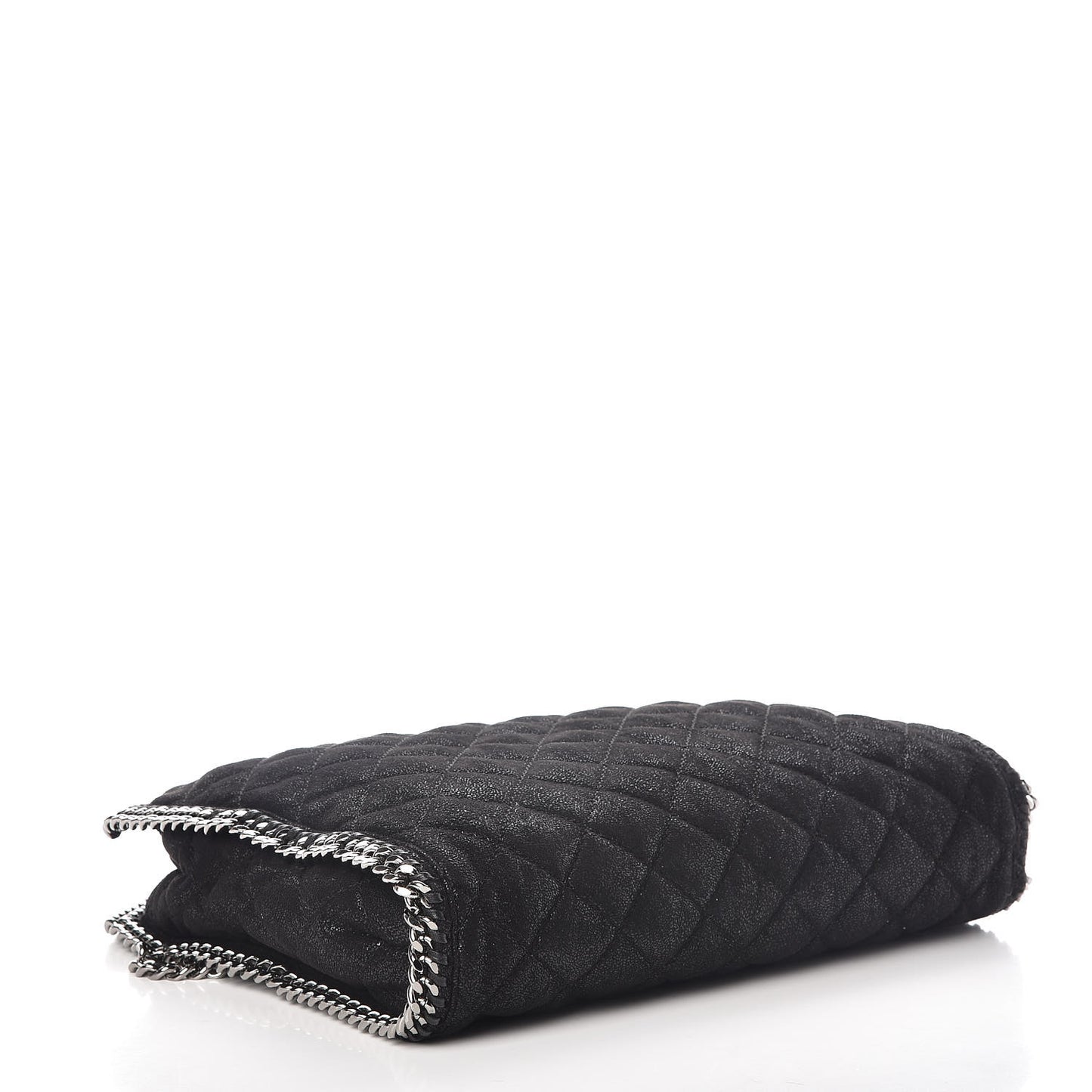 Shaggy Deer Quilted Falabella Fold Over Tote Black