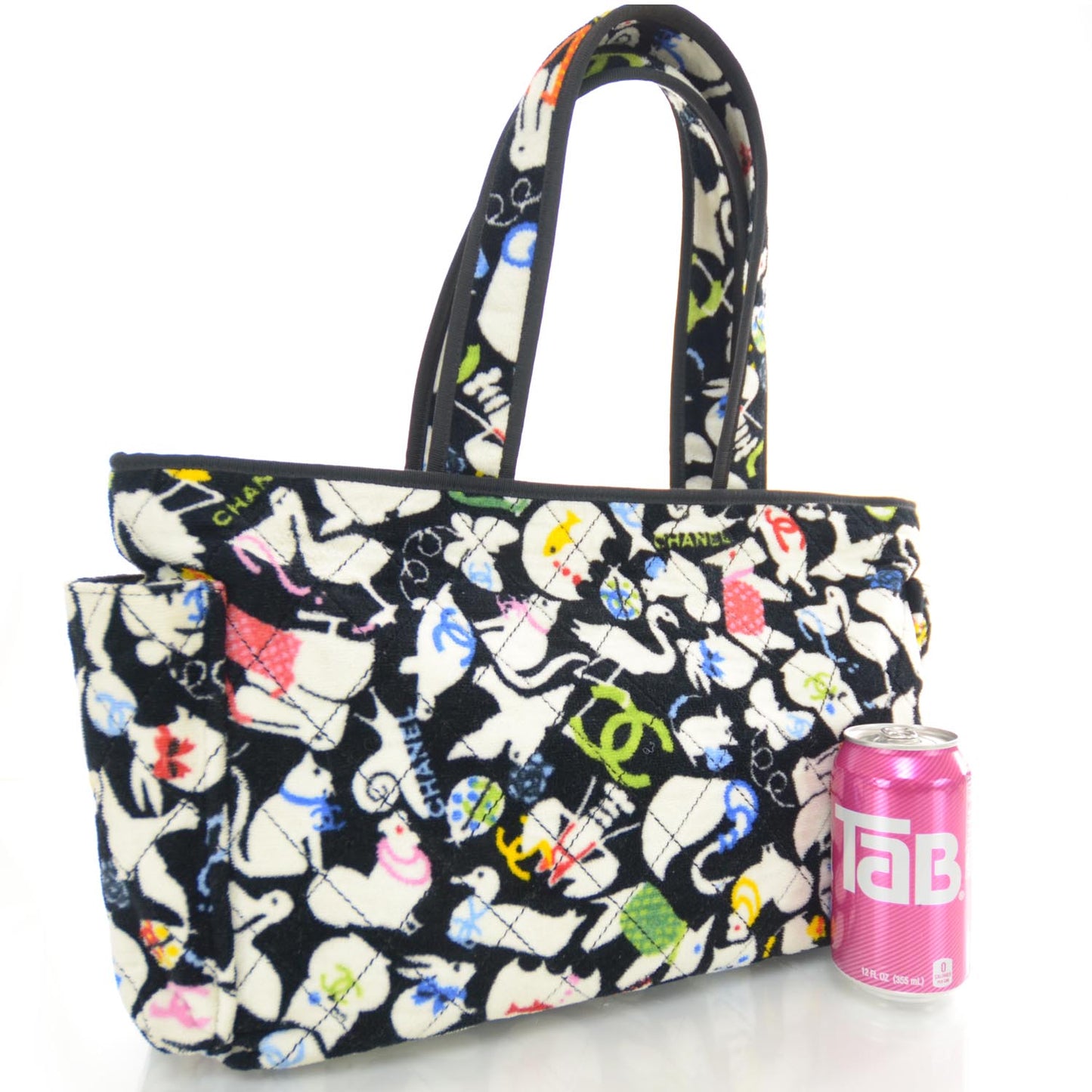 Terry Cotton Baby Animals Diaper Bag Black