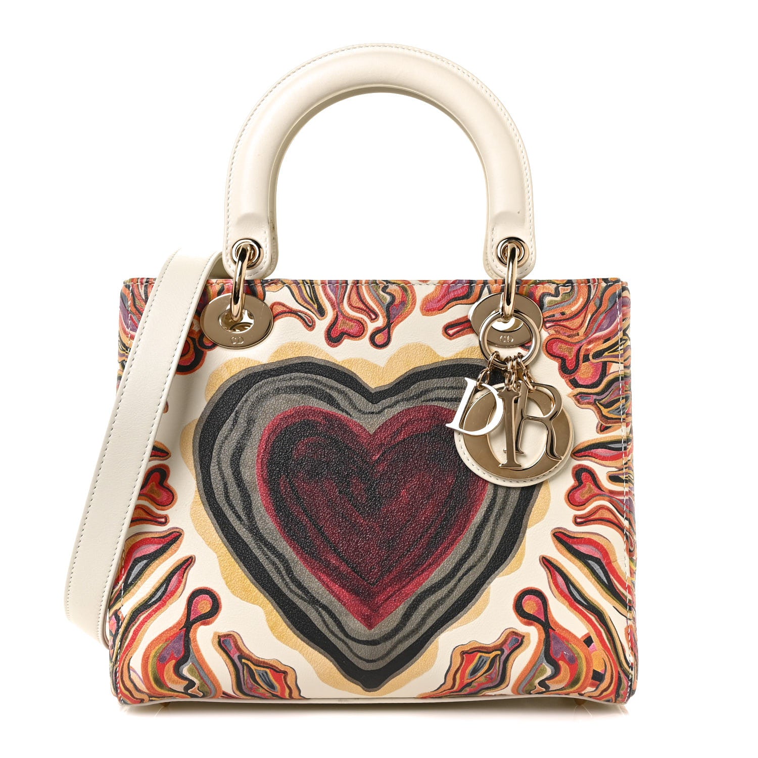 Christian Dior Deerskin Heart Printed Medium Lady Dior Multicolor 1 of 9