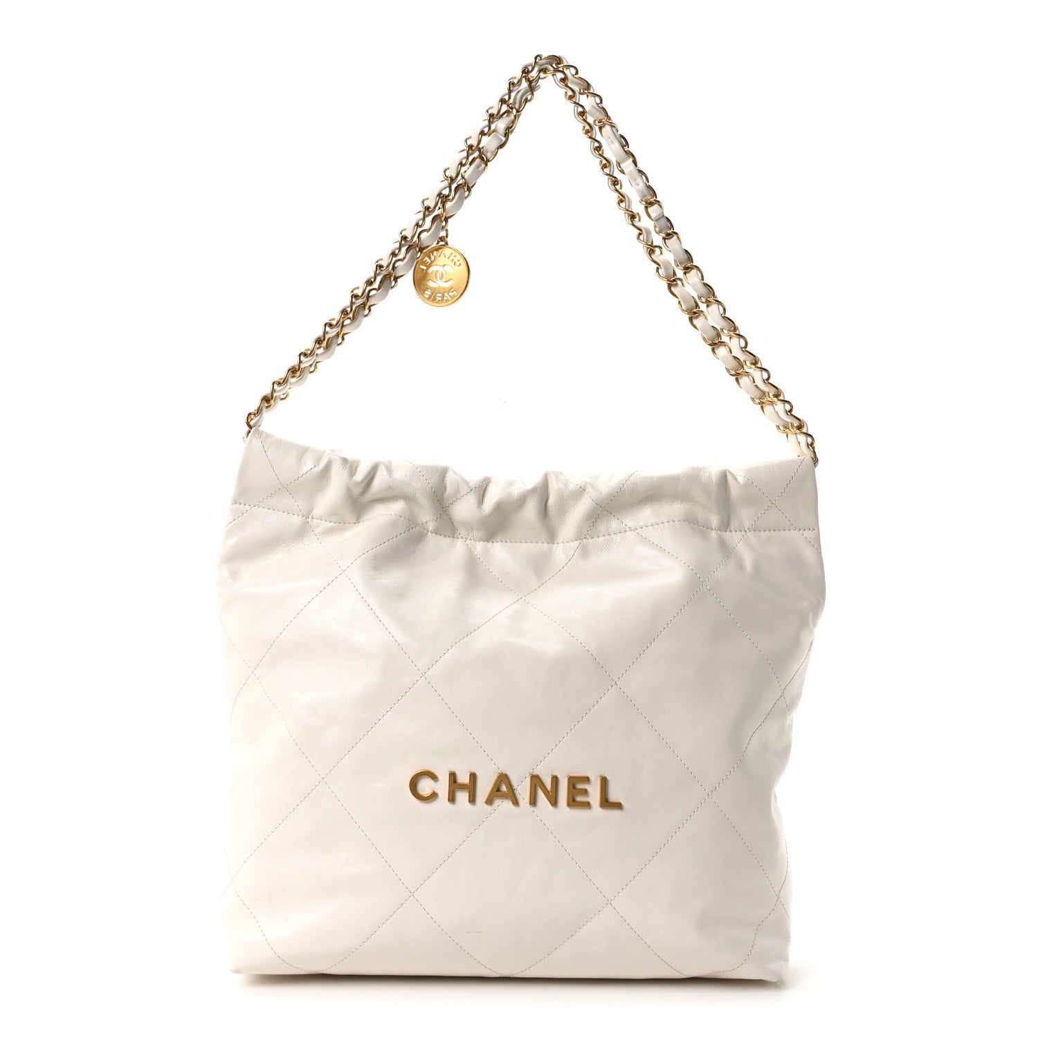 Chanel Shiny Calfskin Quilted Small Chanel 22 White 1 of 12