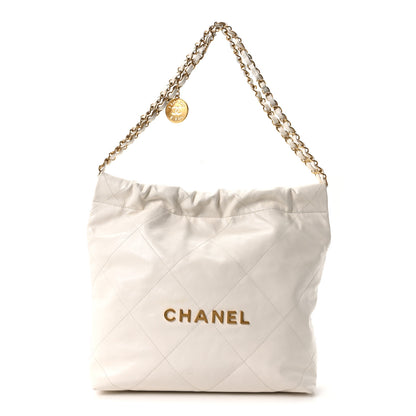 Chanel Shiny Calfskin Quilted Small Chanel 22 White 1 of 12