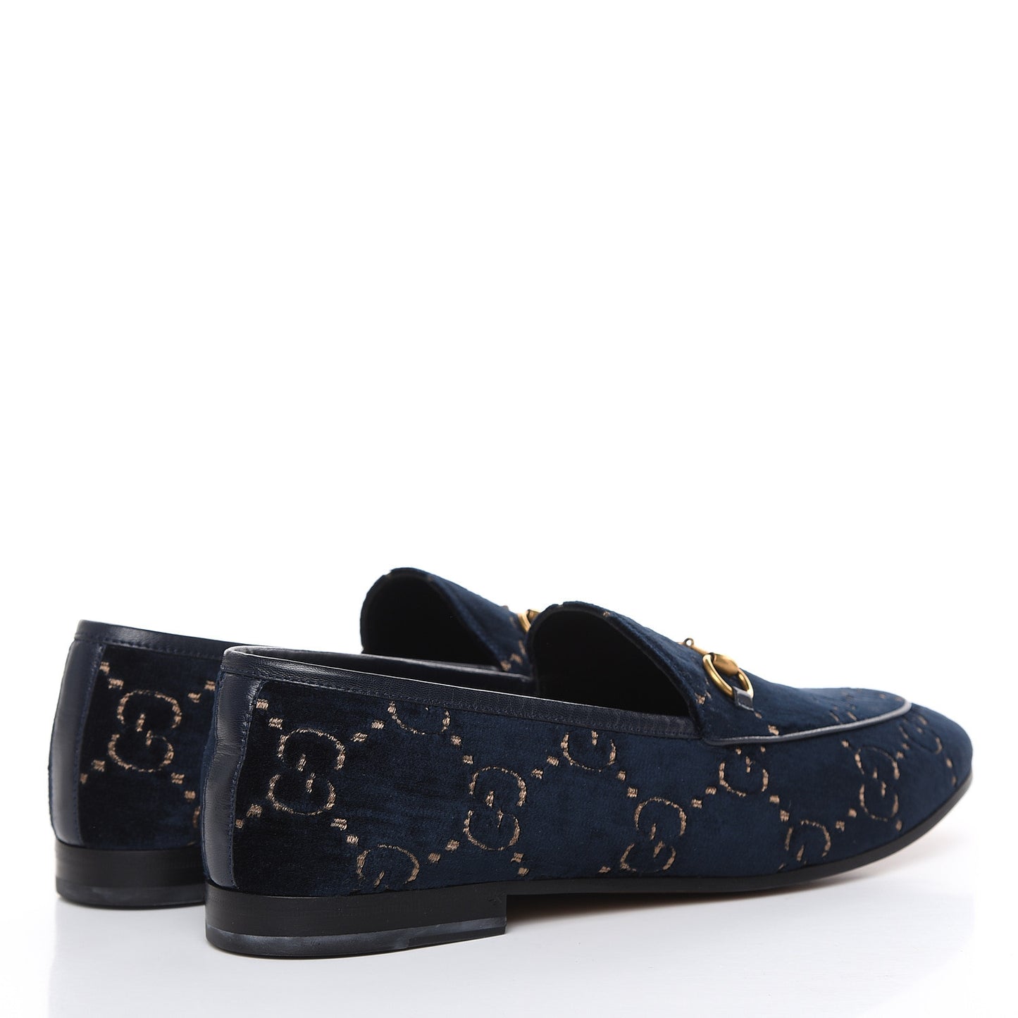 Velvet GG Monogram Horsebit Womens Jordaan Loafers 42 Blue Beige