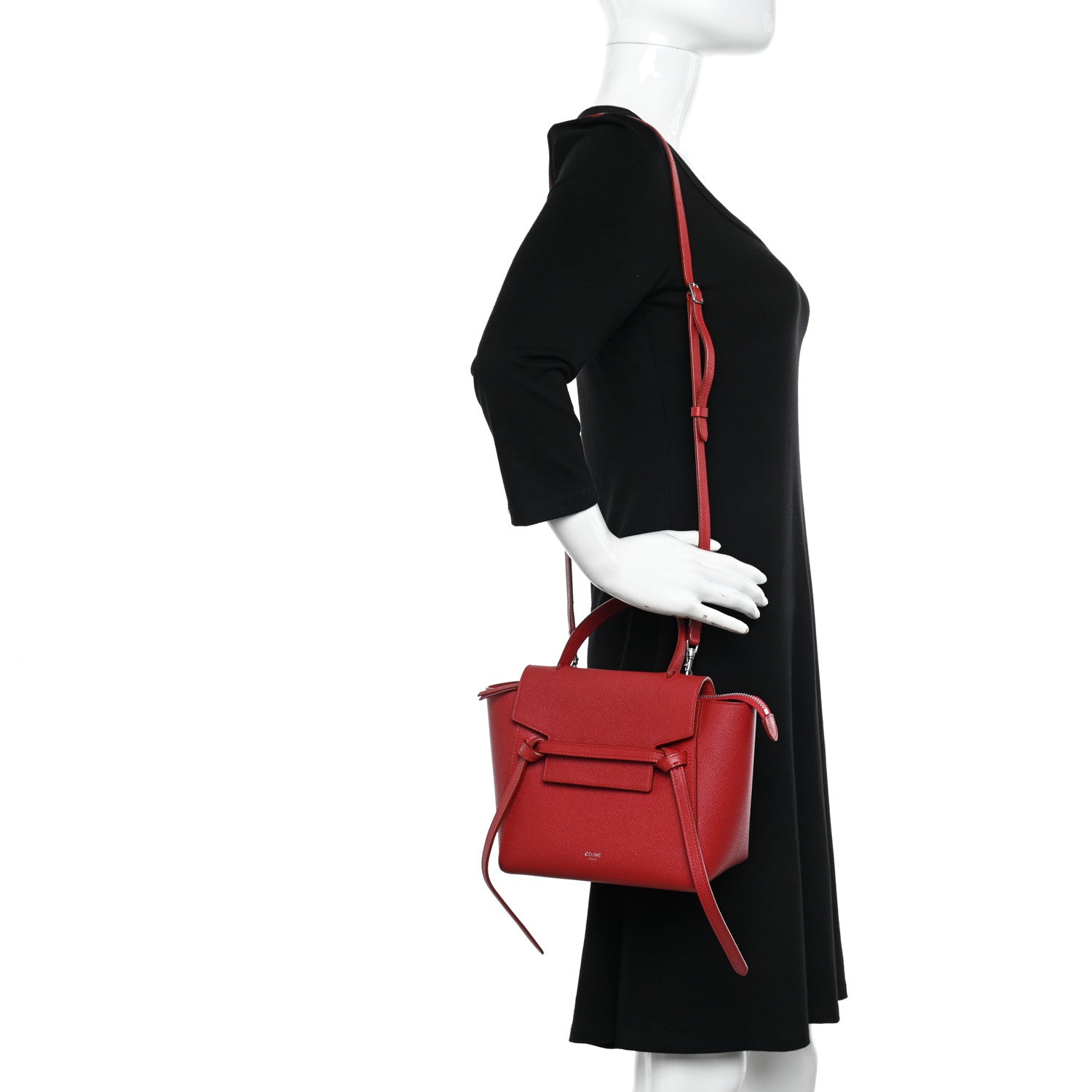Celine Grained Calfskin Nano Belt Bag Coquelicot 2 of 17
