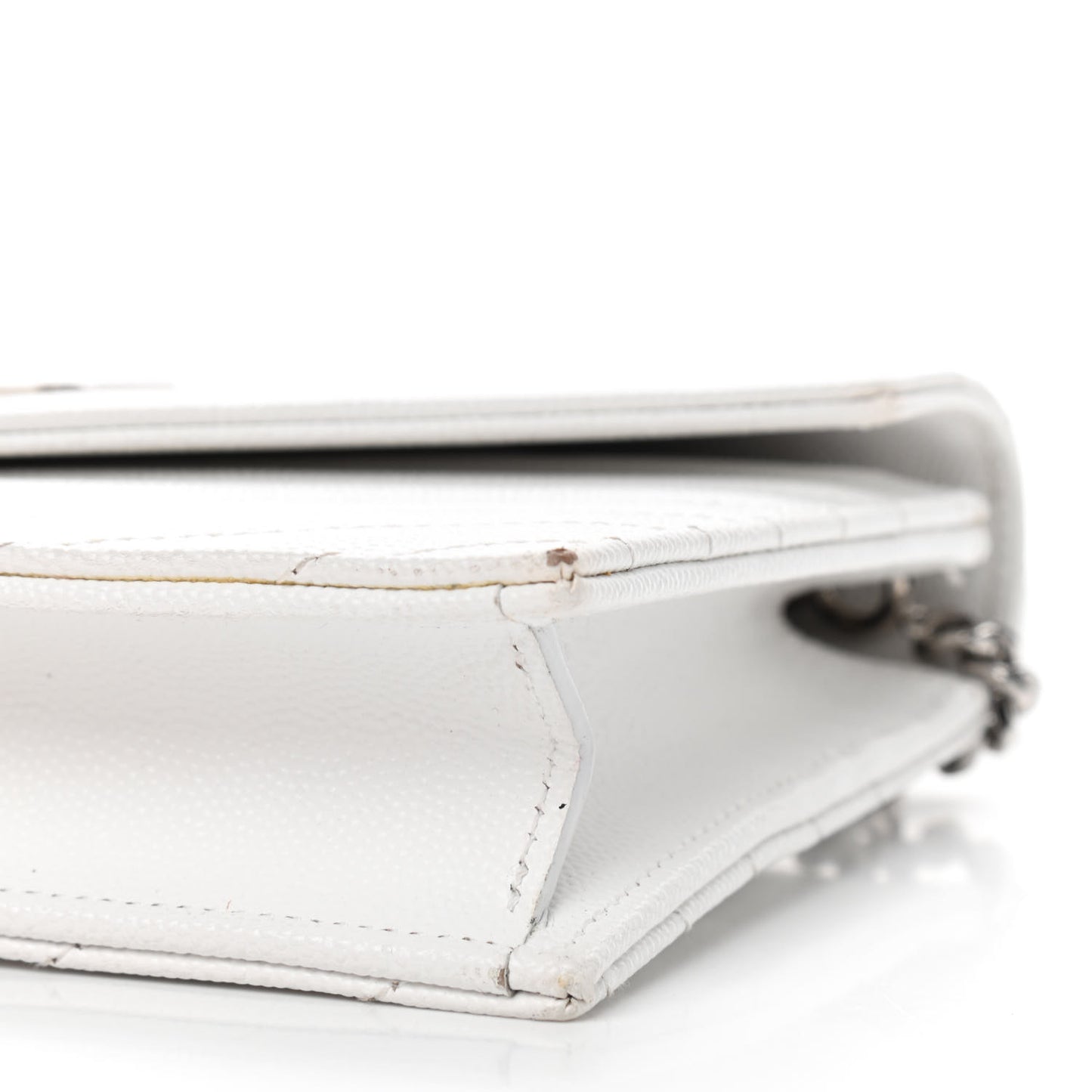 Grain De Poudre Matelasse Chevron Monogram Envelope Chain Wallet White