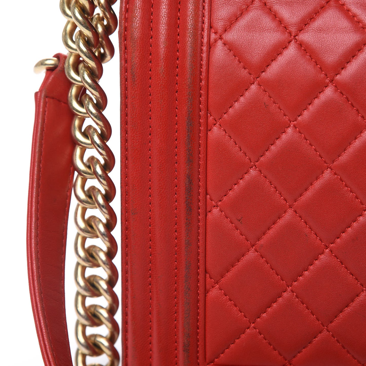 Lambskin Quilted New Medium Boy Flap Red