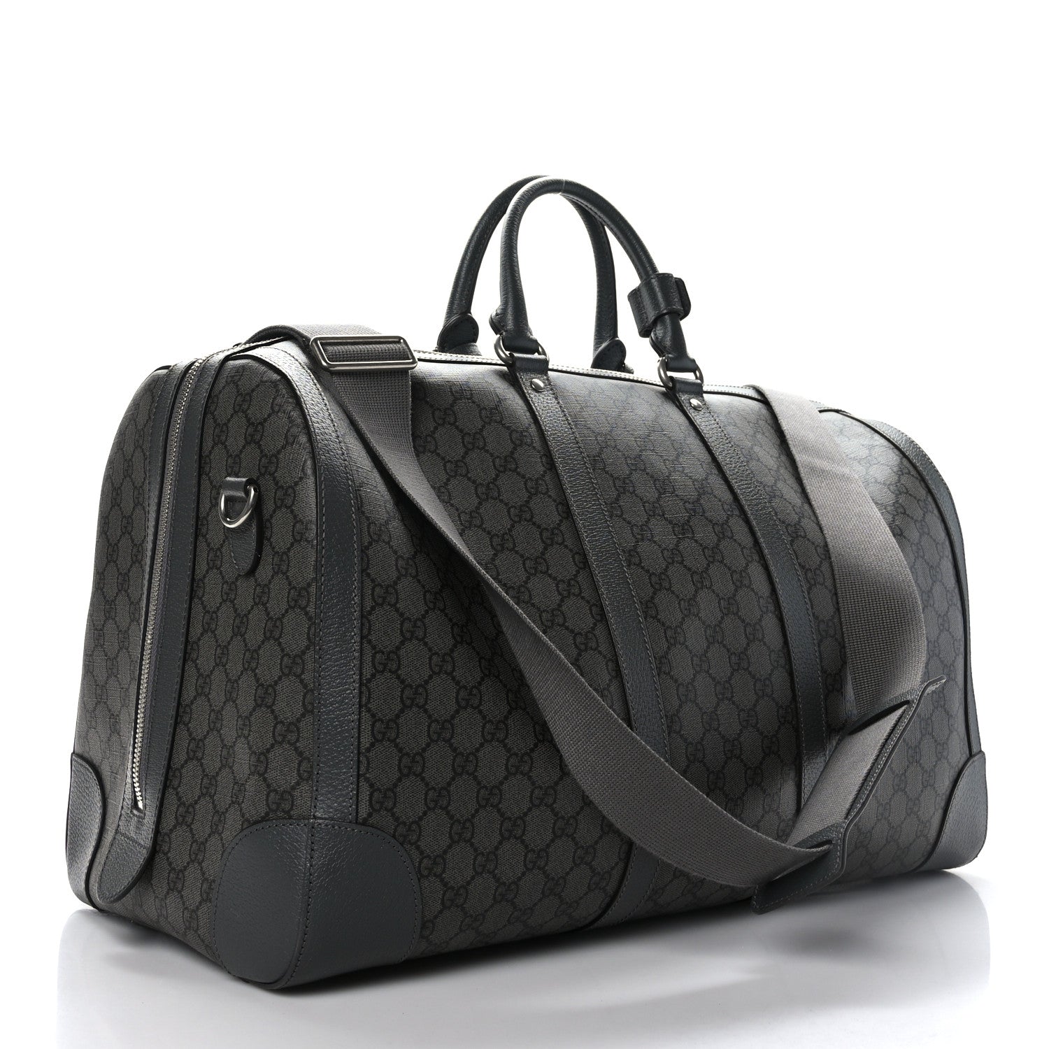 Gucci GG Supreme Monogram Textured Dollar Calfskin Large Savoy Duffle Bag Grey Black Graphite Grey 2 of 10