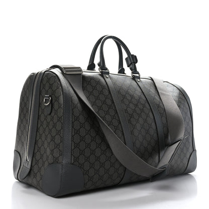 Gucci GG Supreme Monogram Textured Dollar Calfskin Large Savoy Duffle Bag Grey Black Graphite Grey 2 of 10