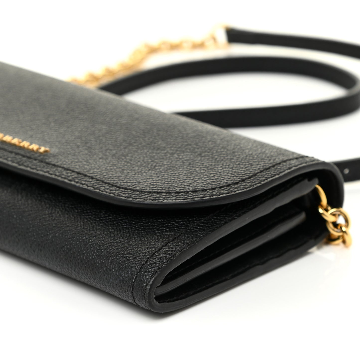 Grainy Calfskin Henley Wallet On Chain Black