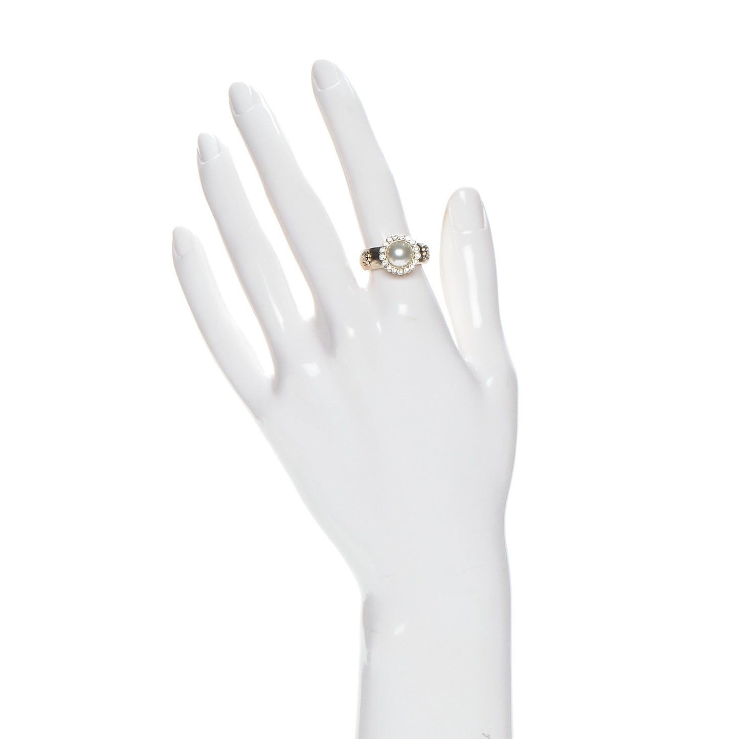 Pearl Crystal CC Ring 53 6.25 Gold Pearly White