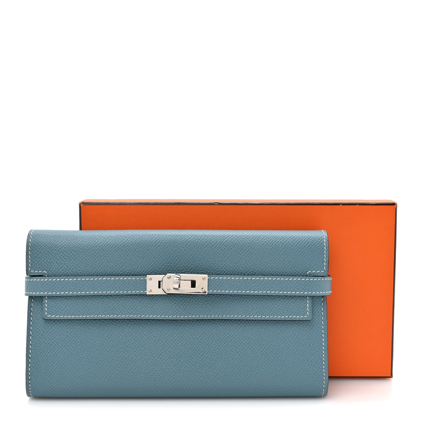 Epsom Kelly Longue Wallet Blue Jean