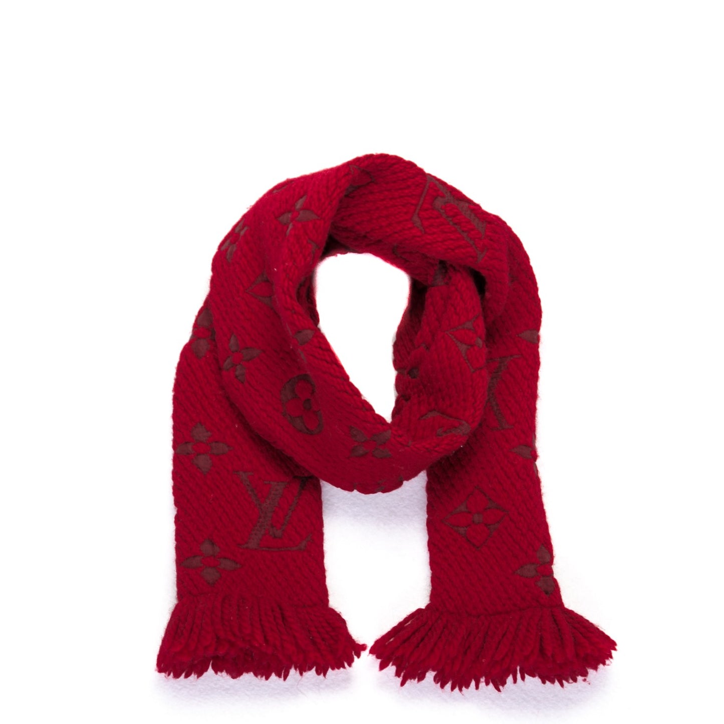 Wool Silk Logomania Scarf Rubis