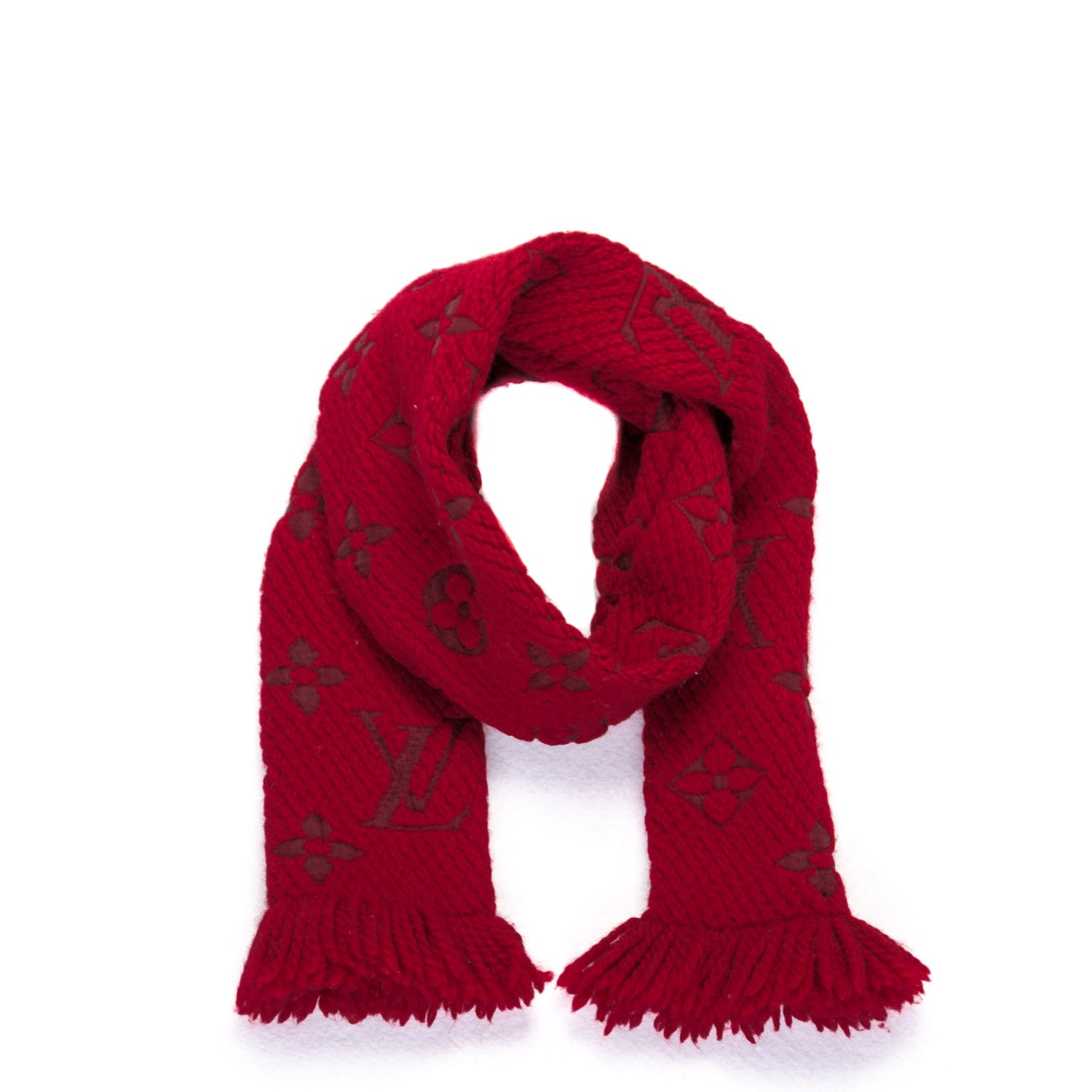 Louis Vuitton Wool Silk Logomania Scarf Rubis 1 of 4