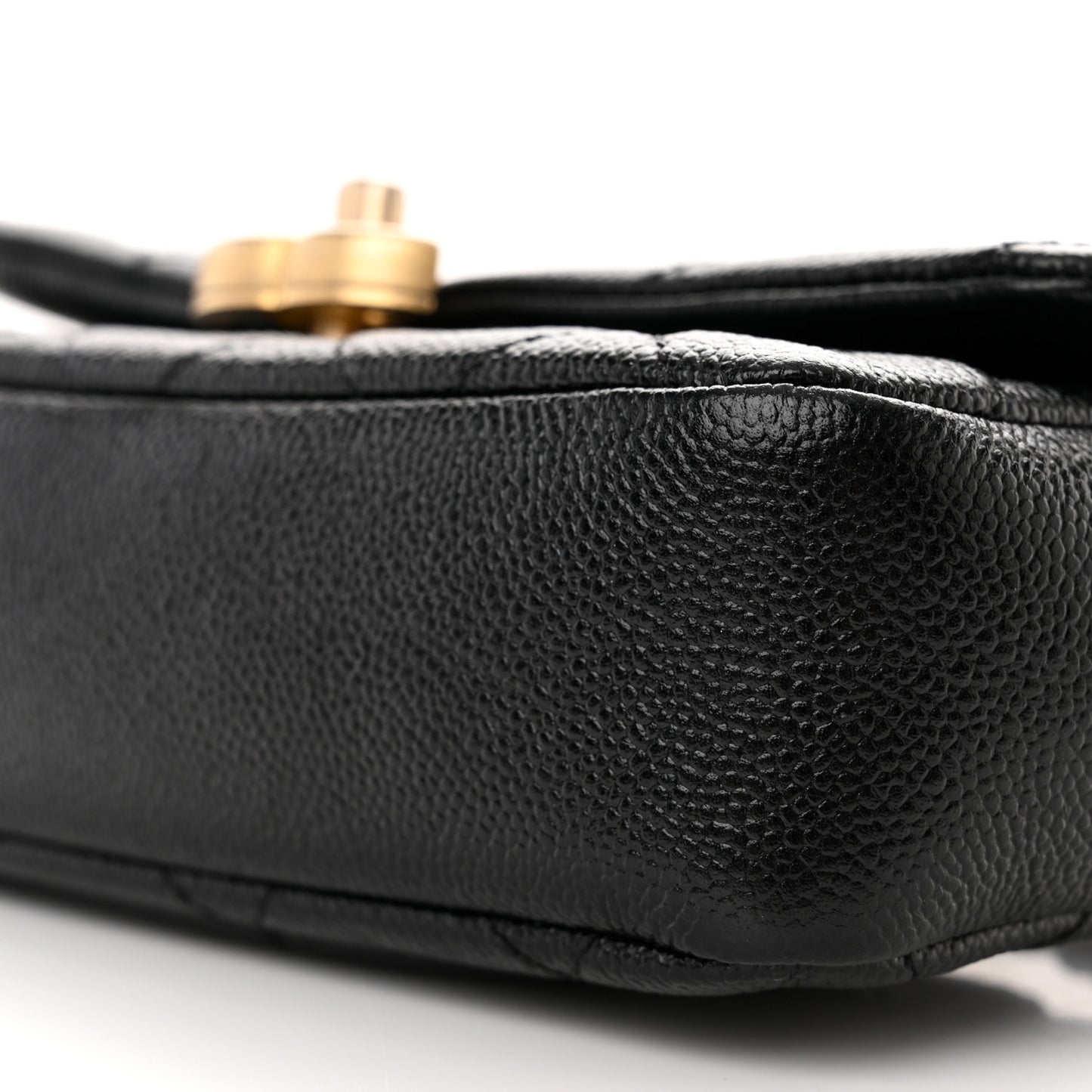 Shiny Caviar Quilted Chain Melody Waist Belt Bag Black