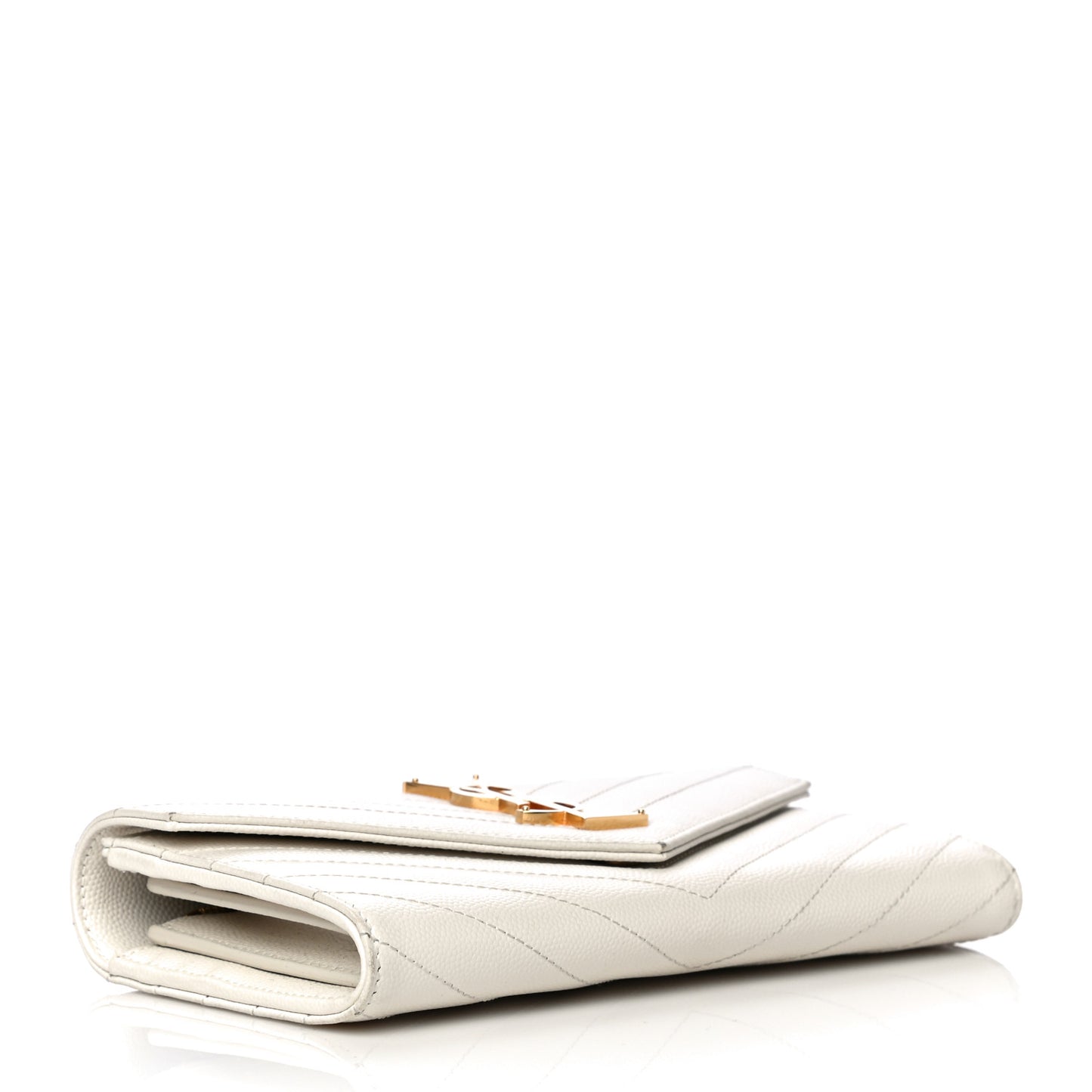 Grain De Poudre Matelasse Chevron Monogram Flap Wallet Crema Soft