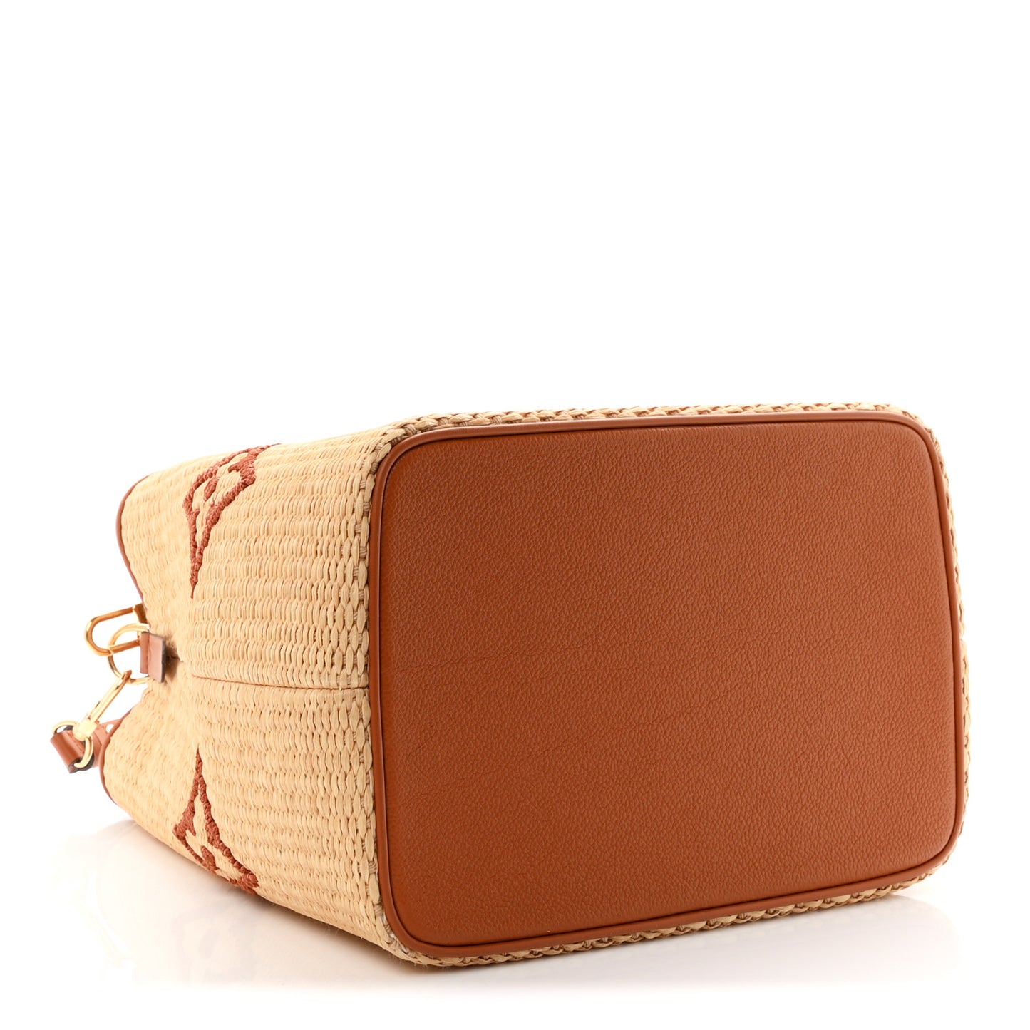 Raffia Calfskin Monogram Neonoe MM Tan